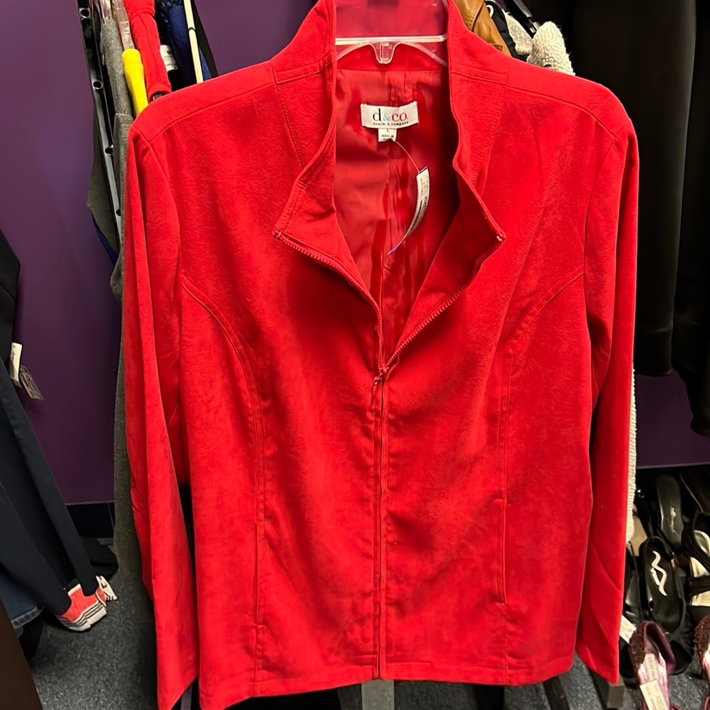 💜Denim and Co Red Jacket L